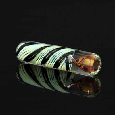 Glassheads Spiraled Out Black & Slime Green Color Changing Chillum