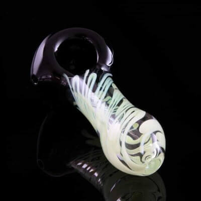 Glassheads 4" Green Slime Color Changing Silver Fumed Inside-Out Spoon Hand Pipe