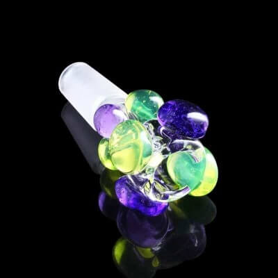 Glassheads Clear Male Pinch Bowl w/ Lolly Pop Green Slime Color Marbles - 14.5mm