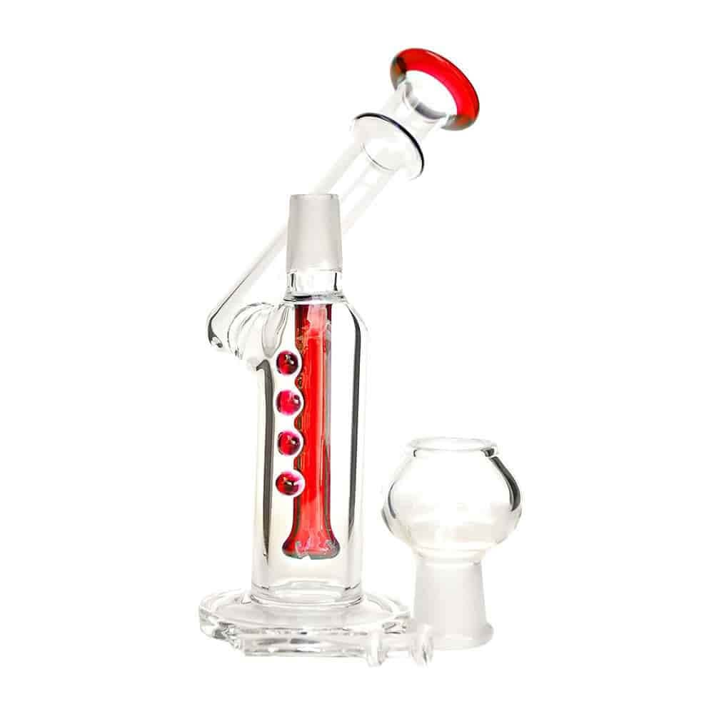 Generic Label 5.5" 4 Dot Showerhead Oil Rig 14mm - Red / 5