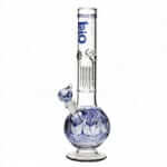 Bio Hazrard | 14" 50mm Bubble Martini Water Pipe - Blue Rake