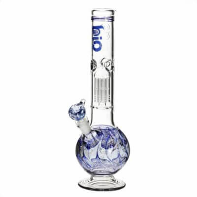 Bio 14" 50mm Bubble Martini Water Pipe - Blue Rake / 2