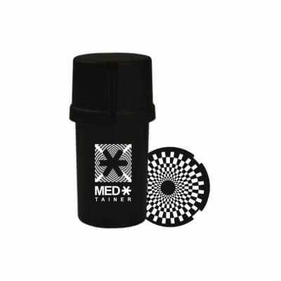 The Medtainer Storage w/ Grinder "Check Mate" Black – 20 Dram