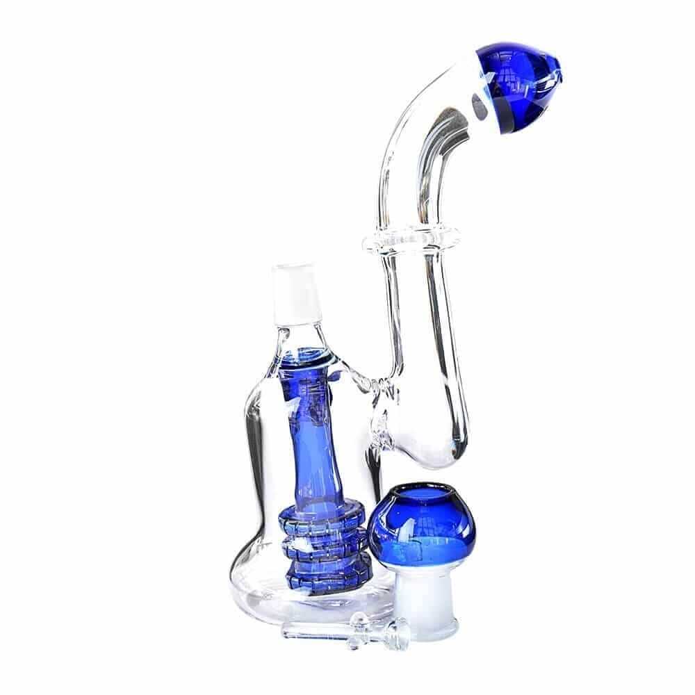 4:20 Generic Label 8" Blue Shower Head Oil Rig - 18mm / 5