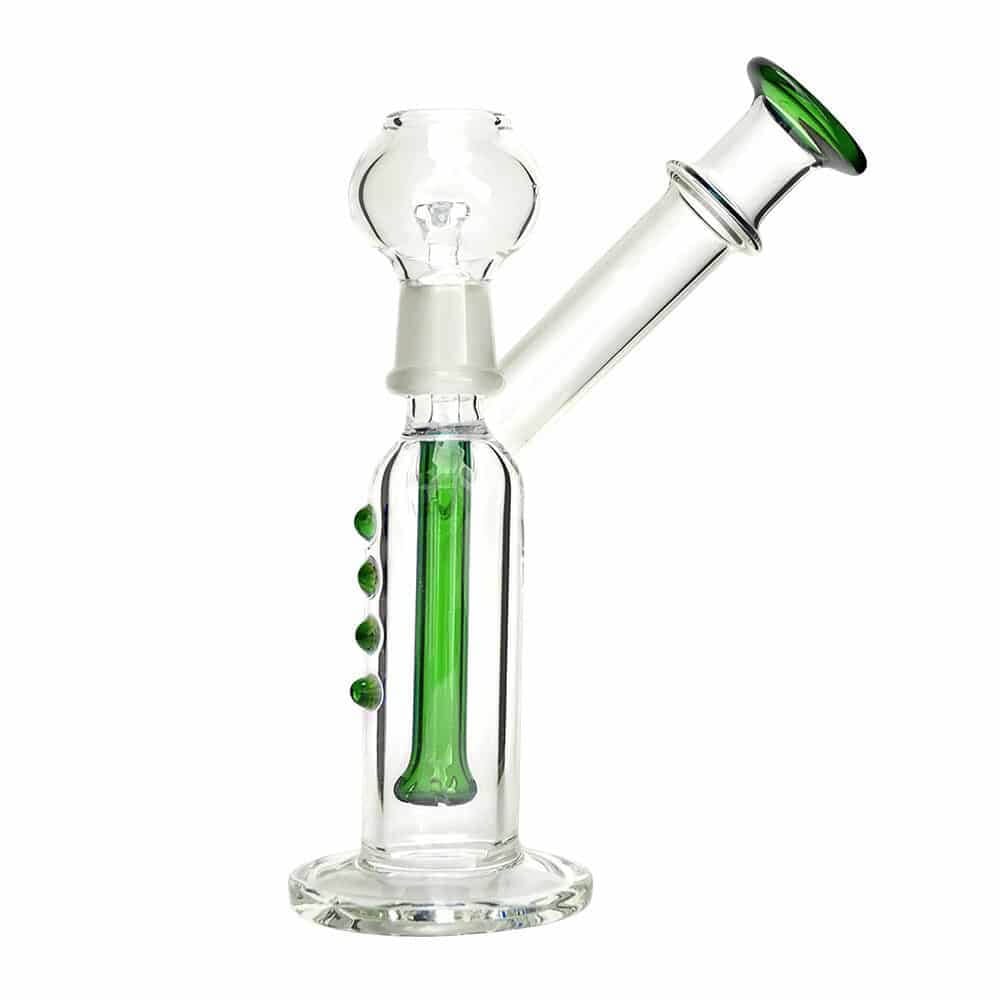 4:20 Generic Label 5.5" Green 4 Dot Showerhead Oil Rig - 14mm