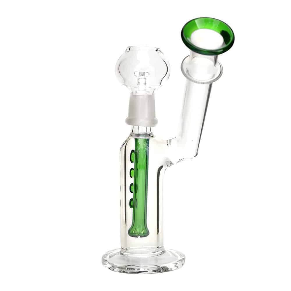 4:20 Generic Label 5.5" Green 4 Dot Showerhead Oil Rig - 14mm / 2