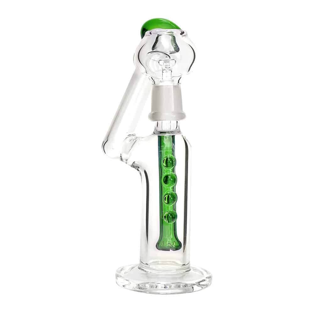 4:20 Generic Label 5.5" Green 4 Dot Showerhead Oil Rig - 14mm / 4