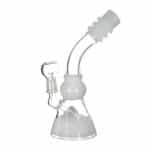 420º Below | 8.5" White 3 Ring Bent Neck Oil Rig - 14mm