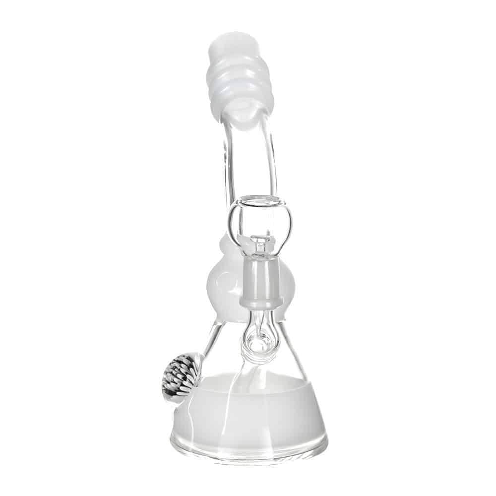 4:20 Generic Label 8.5" White 3 Ring Bent Neck Oil Rig - 14mm / 4