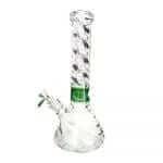 420º Below | 14" 12mm Thick Twisted Glass Beaker Water Pipe / 18mm - Green