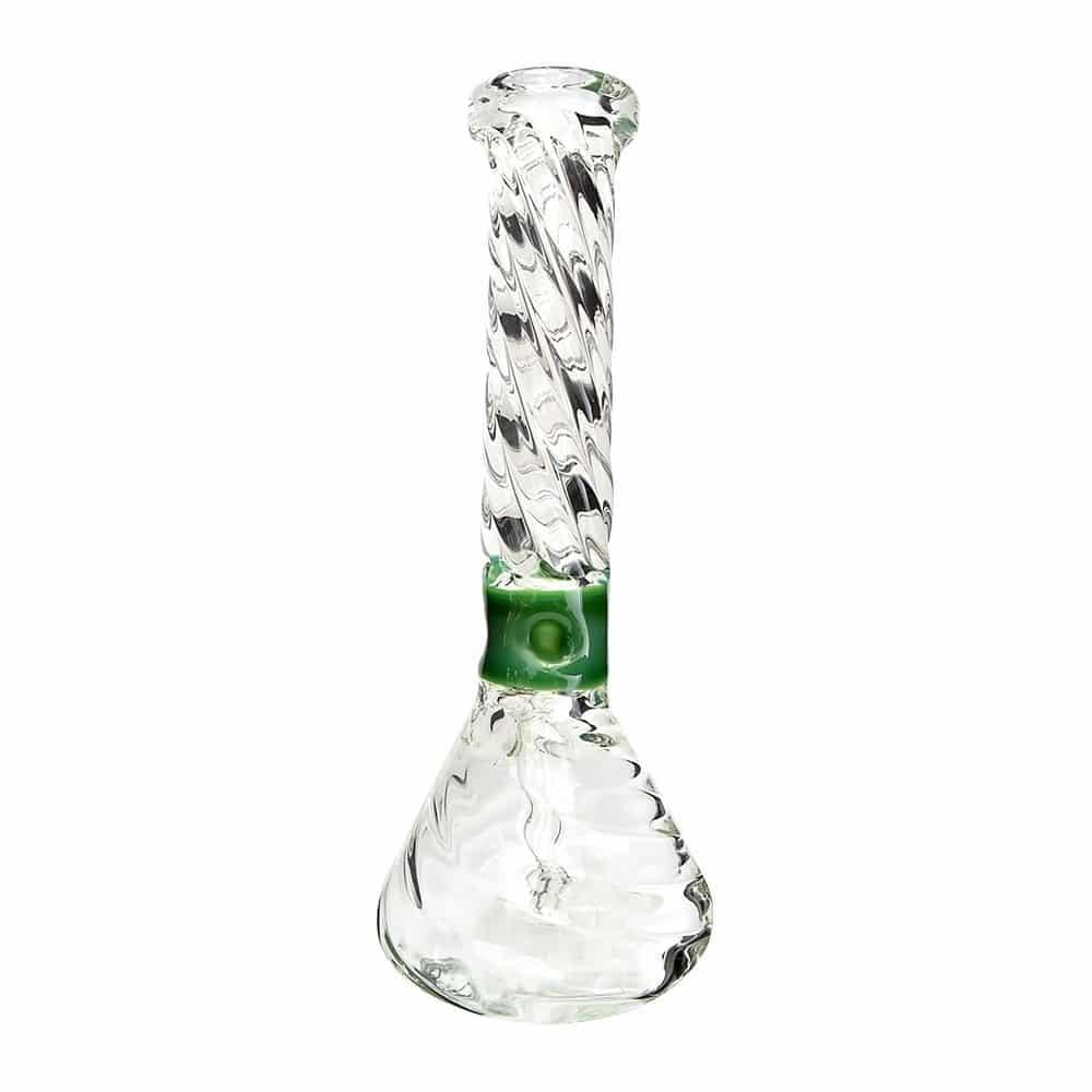 4:20 Generic Label 14" 12mm Thick Twisted Glass Beaker Water Pipe / 18mm - Green / 2