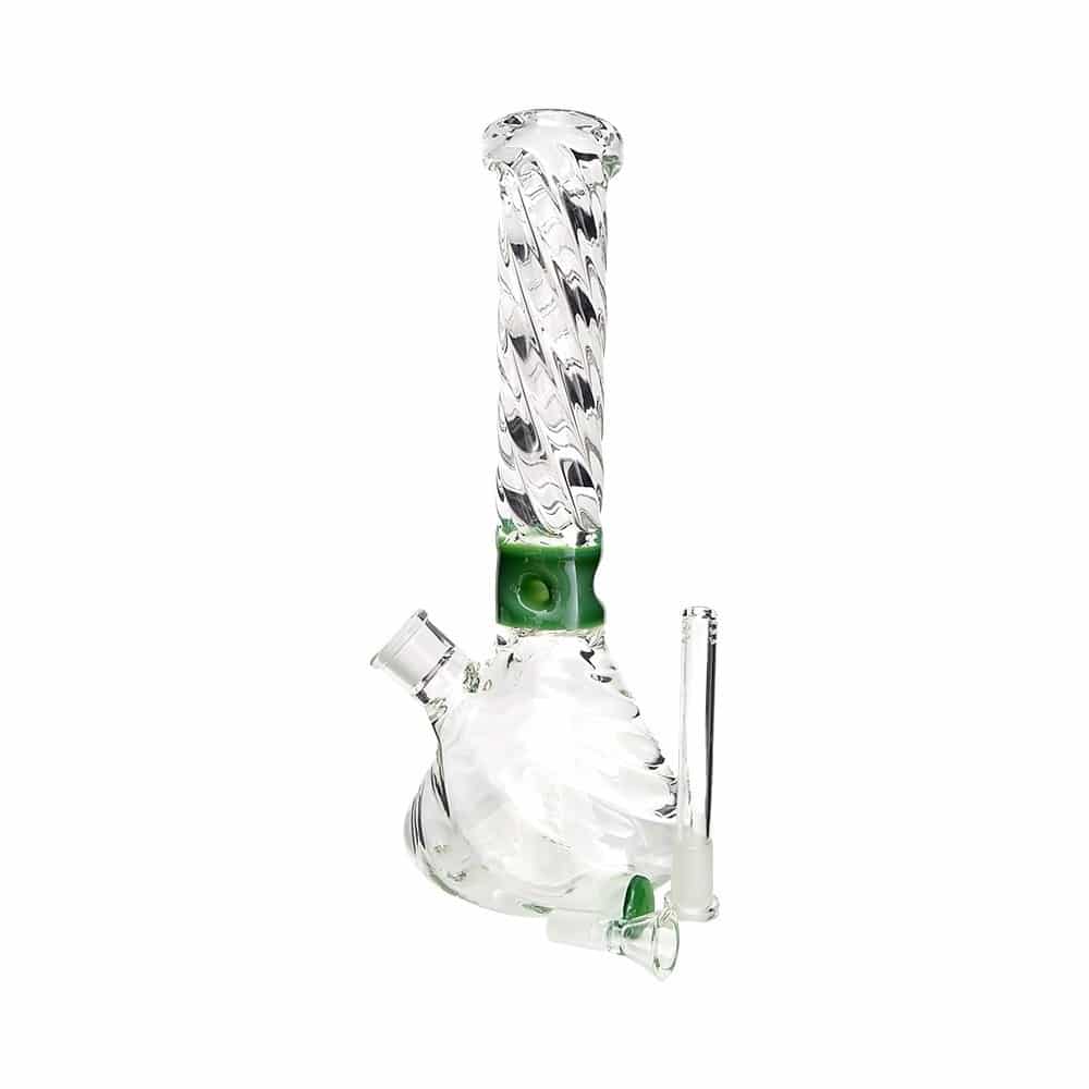 4:20 Generic Label 14" 12mm Thick Twisted Glass Beaker Water Pipe / 18mm - Green / 4