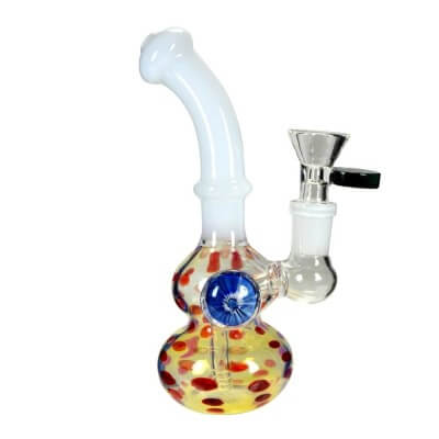 6.5" Spotted Hourglass Color Changing Water Pipe - 01