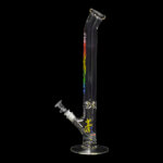 ROOR | Classic 18" Straight Tube Bent Neck - Rasta Outline | Elevate Your Smoking Experience with Vibrant Style