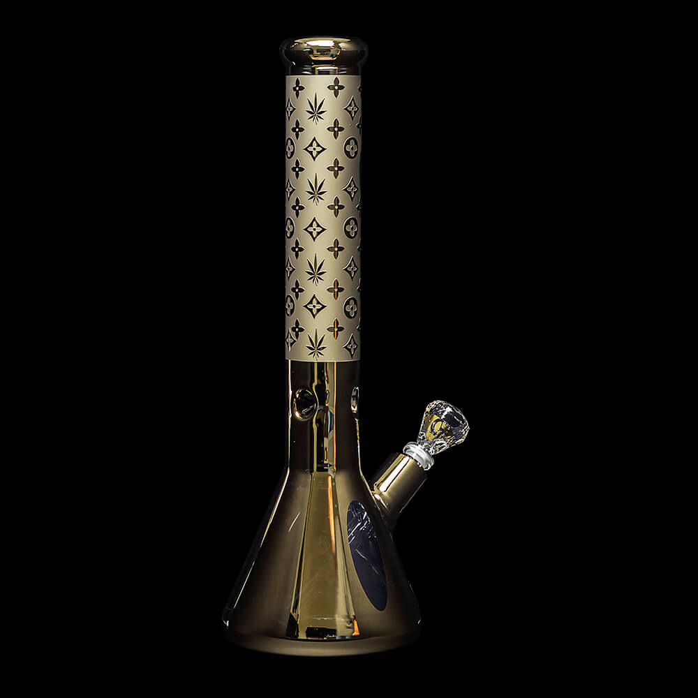 Diamond Glass Gold Karat Beaker Water Pipe Its 420 Somewhere