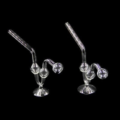 Clear Glass Water Dog Oil Burner Pipe With Base - 01